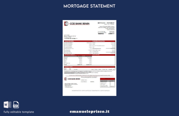 modello di estratto conto mutuo bancario della Guinea Equatoriale CCEI Bank Beni